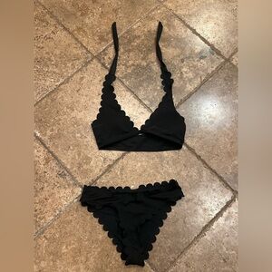 SHEIN Black Scalloped Bikini Set